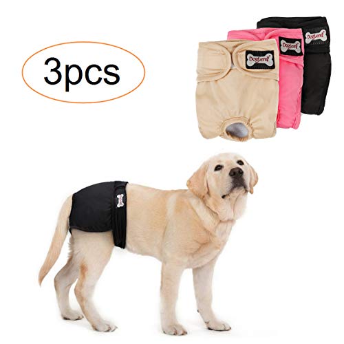 Tineer Lavable Pañales para Perros Perros Reutilizables Fisiológicos Piel fisiológica a Prueba de Fugas Pantalón para Perras (Paquete de 3) (XL)