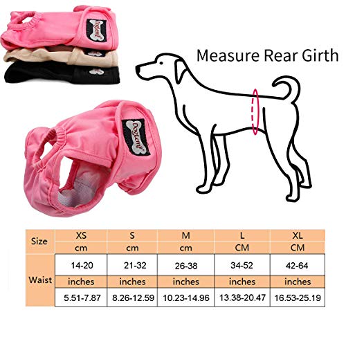 Tineer Lavable Pañales para Perros Perros Reutilizables Fisiológicos Piel fisiológica a Prueba de Fugas Pantalón para Perras (Paquete de 3) (XS)