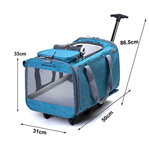 Tineer Multifuncional Bolso Pet Dog Carrier Stroller con Ruedas extraíbles, Pet Travel Carrier Mochila para Perros/Gatos de hasta 22 LB Uso en Exteriores (Rosado)