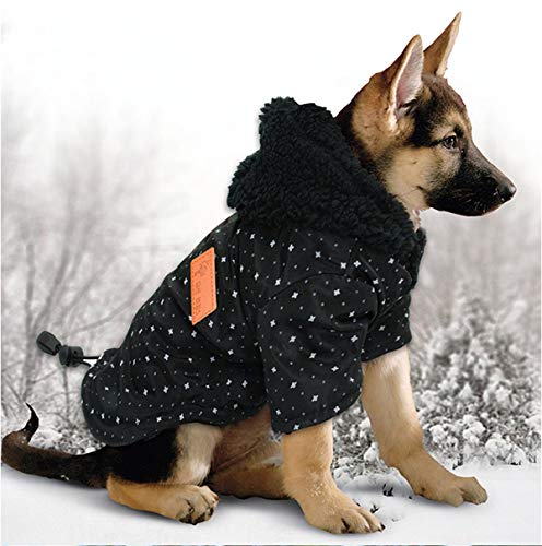 Tineer Pet Puppy Little Star Coat, Perro de Mascota Cálido Invierno Ropa Cachorro Suéter Ropa Ropa para Perros (L, Negro)