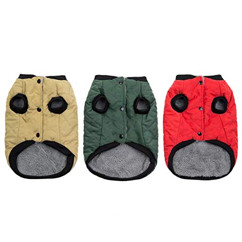 Tineer Pet Soft Fleece Coat Ropa de Bulldog francés Chaqueta de Gamuza de algodón a Cuadros de Gamuza - Traje de Traje cálido de otoño e Invierno - para Perros pequeños y medianos (S, Verde)