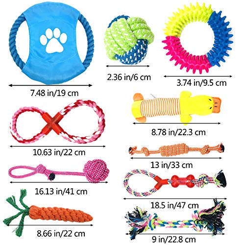 TIYUPA Juego de Juguetes para Perros, 10 Piezas Juguetes de Cuerda para Perros, Algodón Cuerda Juguete para Cachorros para Limpiar los Dientes Adecuado para Pequeño y Mediano