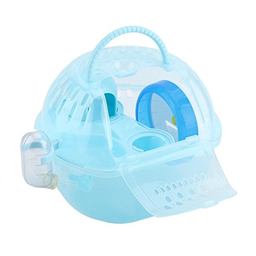 TMISHION Jaula de hámster, Deluxe Portable Mouse de plástico Transparente Casa Accesorios Completamente equipados Jaula de hábitat Hamster(Azul)