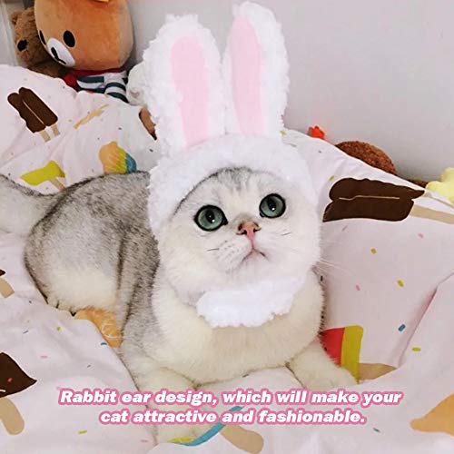 TOPINCN Sombrero de Oreja de Conejo Profesional Gato Peluca Linda Mascota Traje Cosplay Vestido Cap Costume Bunny para Gatos y Perros pequeños Traje de Fiesta Accesorio