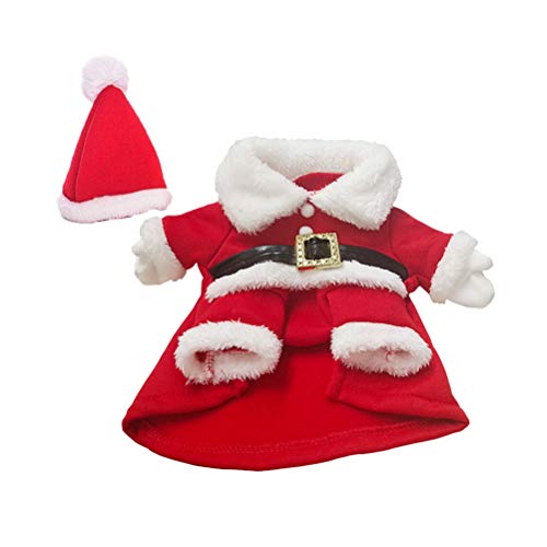 Toyvian Disfraz Navidad Perro Pequeño Disfraz Papa Noel Perro con Sombrero Navidad Ropa Traje Invierno Cálido para Perro Gato Rojo Blanco