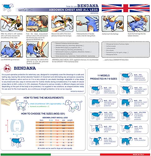 Traje postoperatorio para Perros y Gatos, Protege heridas y Vendajes, Garantiza higien, Limpieza y Libertad de Movimiento. Modelo 031 - Abdomen, tórax Entallado y Todos los Miembros (S)