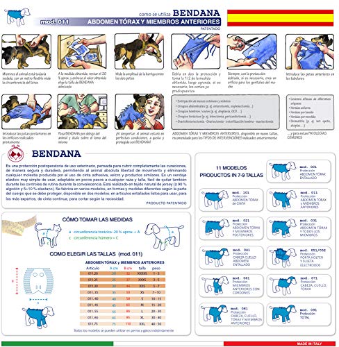 Traje postoperatorio para Perros y Gatos, Protege heridas y Vendajes, Garantiza higiene, Limpieza, Libertad de Movimiento. Modelo 011 (XXXS)