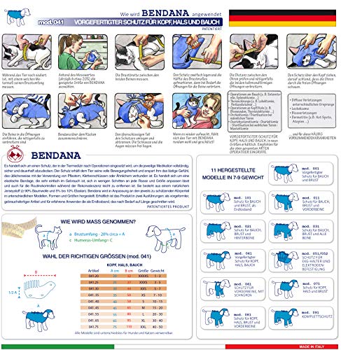 Traje postoperatorio para Perros y Gatos, Protege heridas y Vendajes, Garantiza higiene, Limpieza y Libertad de Movimiento. Cabeza, Cuello y Abdomen Entallado - 041.20 XXXXS