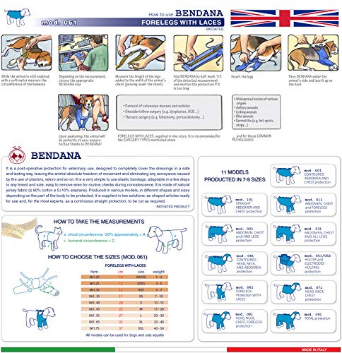 Traje postoperatorio para Perros y Gatos, Protege heridas y Vendajes, Garantiza higiene, Limpieza y Libertad de Movimiento. Miembros anteriores con Cordones - 061.30 XXS