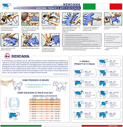 Traje postoperatorio para Perros y Gatos, Protege heridas y Vendajes, Garantiza higiene, Limpieza y Libertad de Movimiento. Modelo 021 - Abdomen, tórax y Miembros posteriores (XXXXS)