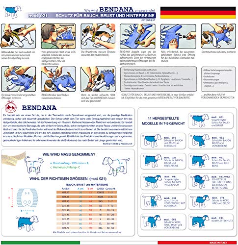 Traje postoperatorio para Perros y Gatos, Protege heridas y Vendajes, Garantiza higiene, Limpieza y Libertad de Movimiento. Modelo 021 - Abdomen, tórax y Miembros posteriores (XXXXS)