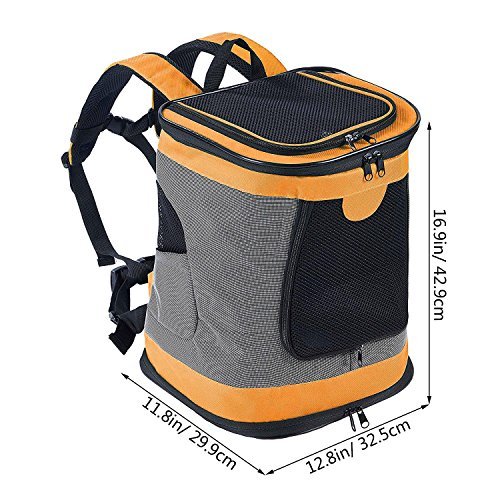 Transportín Plegable Mochila de viaje para perros y gatos Portador para mascotas con lados suaves, Naranja