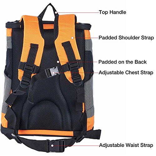 Transportín Plegable Mochila de viaje para perros y gatos Portador para mascotas con lados suaves, Naranja