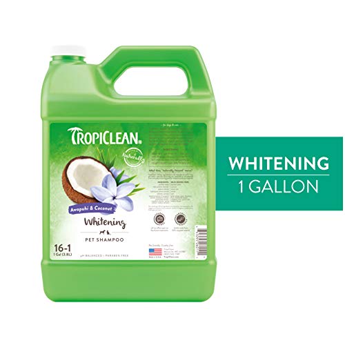 TROPICLEAN Champú para Mascotas - Whitening - Ilumina, Hidrata, Acondiciona la Piel y el Manto I para Perros y Gatos I Libre de Parabenos, Jabón - Awapuhi y Coco, 3,78 L