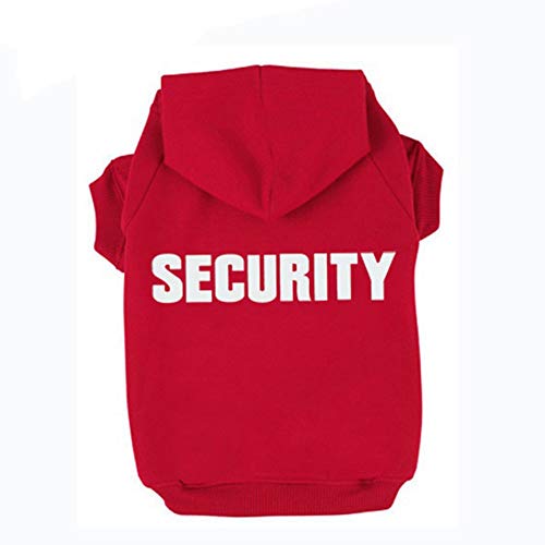 Trudz PET Dog Hoodies Security Printed, Rdc Pet Apparel Dog Sweatshirt Warm Sweater, Cotton Jacket Coat for Small Dog & Medium Dog & Cat(Red,L)