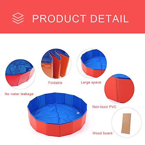 TTBD Piscina para Mascotas Bañera Perros Grandes Piscina para Niños PVC Antideslizante Adecuado para Interior Exterior Al Aire Libre,Rojo,4 * 12inch