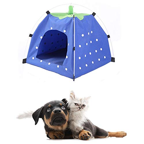 TUANTALL Mascota Tiendas de campaña Tienda de campaña para Perros Interior Casa de Perro Plegable Cama de Gato Perro Tienda Cama Caseta de Perro al Aire Libre Blue