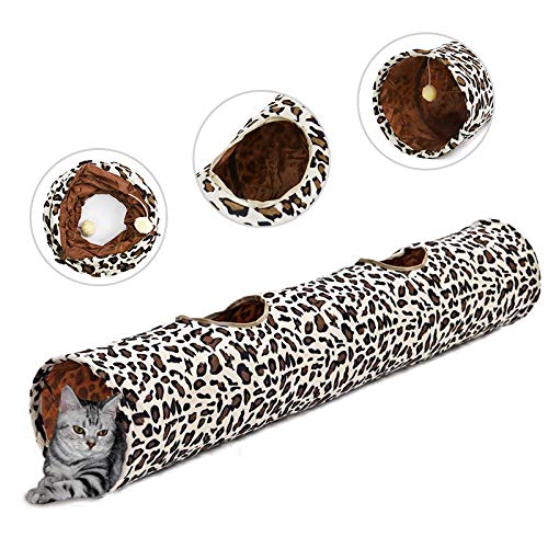 Túneles Para Gatos Artículos Para Gatos Tubos Y Túneles Para Animales Pequeños Proveedor De Mascotas Plegable Largo Divertido Divertido Gatito Juguetes   Leopardo Gato Túnel Gato Conejo Juguet