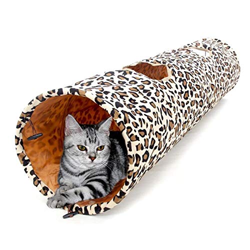 Túneles Para Gatos Artículos Para Gatos Tubos Y Túneles Para Animales Pequeños Proveedor De Mascotas Plegable Largo Divertido Divertido Gatito Juguetes   Leopardo Gato Túnel Gato Conejo Juguet