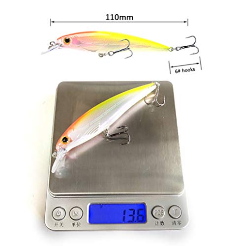 tytuoling Conjunto De Kits De Señuelo De Pesca Señuelo De Pesca Flotante Minnow,Cebos De Manivela Artificiales Duros Ojos 3D 11Cm 13.6G Wobblers Crankbait Treble Hooks,Realista 10Pcs