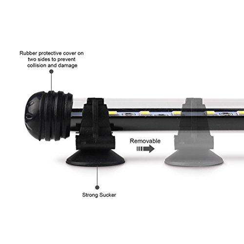 UEETEK 28CM LED Pecera Luces de iluminación del Acuario 5050 SMD RGB Barra de luz bajo el Agua Sumergible Impermeable Clip lámpara - Blanco (Europa estándar Plug)