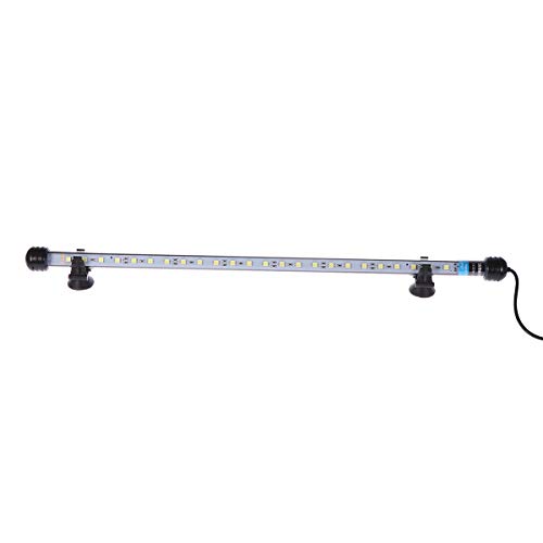 UEETEK 48CM LED Pecera Luces Iluminación del Acuario 5050 SMD RGB Barra de luz Subacuática Sumergible Impermeable Clip lámpara - Blanco (Europe Standard Plug)