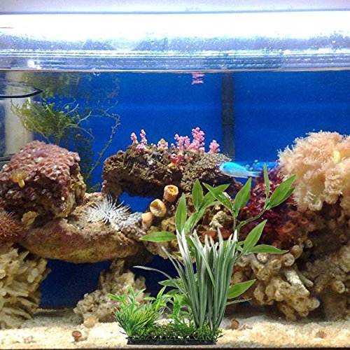 UEETEK Decoraciones de acuario artificial plantas de plástico verde hierba para decoración bajo el agua del tanque de pescados grandes