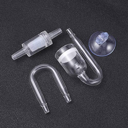 UEETEK Juego de 4pcs Aquarium Fish Tank CO2 Difusor Reactor de Dióxido de Carbono con Válvula de retención / U-Shape Tubo de vidrio / Sucker