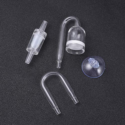 UEETEK Juego de 4pcs Aquarium Fish Tank CO2 Difusor Reactor de Dióxido de Carbono con Válvula de retención / U-Shape Tubo de vidrio / Sucker