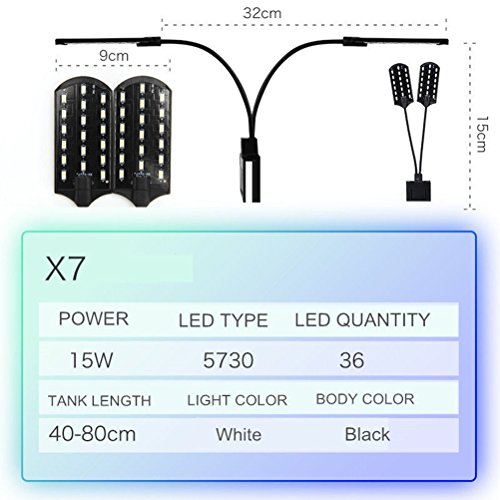 ueetek LED Acuario Luz Plantas crecen iluminación creativa Clip-on lámpara con conector de la UE (Luz Blanca y Azul)