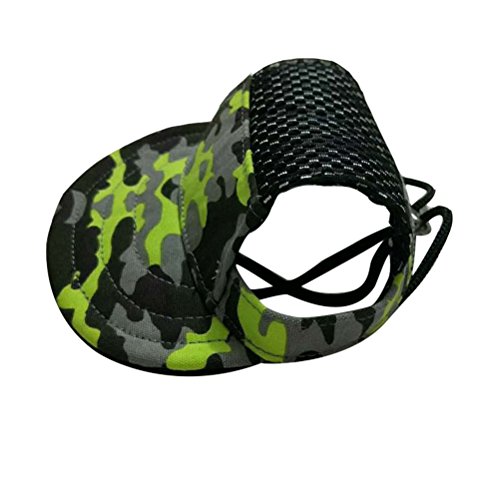 UEETEK Sombrero de Camuflaje para Perros Sombrero de Lona para Mascotas Gorra de béisbol Ajustable Sombrero de Visera con Orificios para los oídos para Perros pequeños Tamaño L