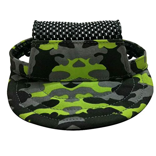 UEETEK Sombrero de Camuflaje para Perros Sombrero de Lona para Mascotas Gorra de béisbol Ajustable Sombrero de Visera con Orificios para los oídos para Perros pequeños Tamaño L