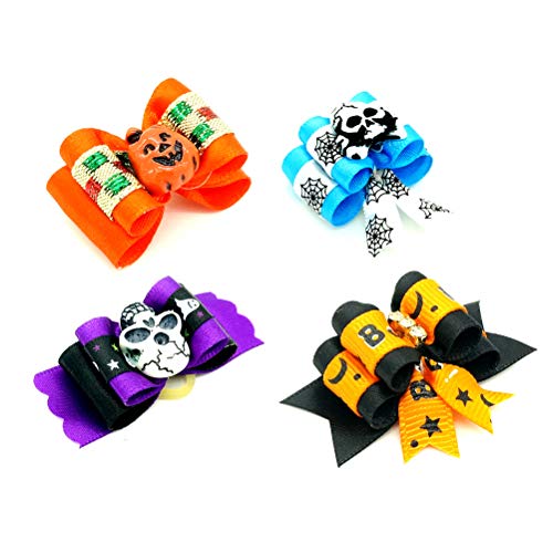 UKCOCO 24 Piezas Clips de Pelo Bowknot para Gato y Perro, Pinza de Pelo Lindo para Perrito, Accesorios de Clip de Pelo de Halloween para Mascotas (Color al Azar)