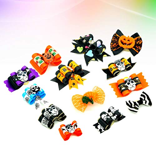 UKCOCO 24 Piezas Clips de Pelo Bowknot para Gato y Perro, Pinza de Pelo Lindo para Perrito, Accesorios de Clip de Pelo de Halloween para Mascotas (Color al Azar)