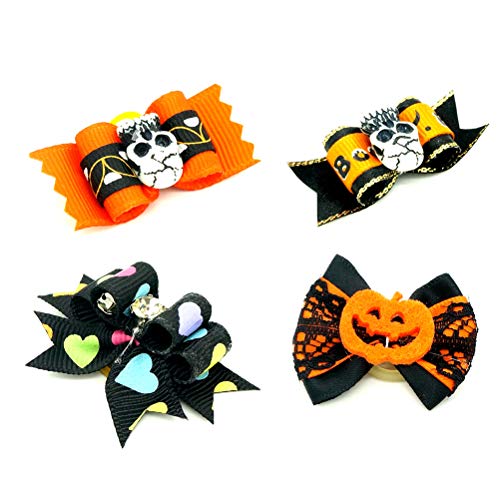 UKCOCO 24 Piezas Clips de Pelo Bowknot para Gato y Perro, Pinza de Pelo Lindo para Perrito, Accesorios de Clip de Pelo de Halloween para Mascotas (Color al Azar)