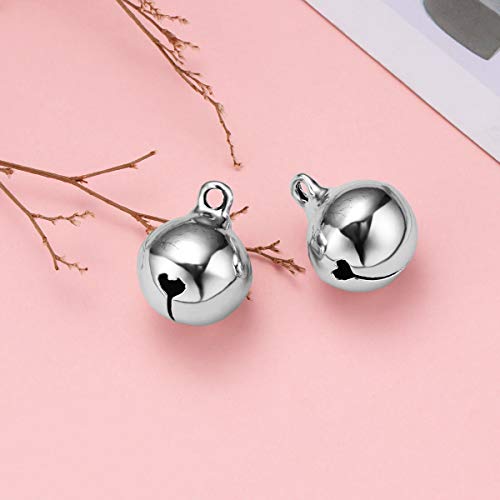 ukcoco 6pcs de campanas de pato en para perros y gato, colgantes de campanas cobre para mascotas, cascabeles redondo de gatitos para marcha y carrera, 16 mm (plata)