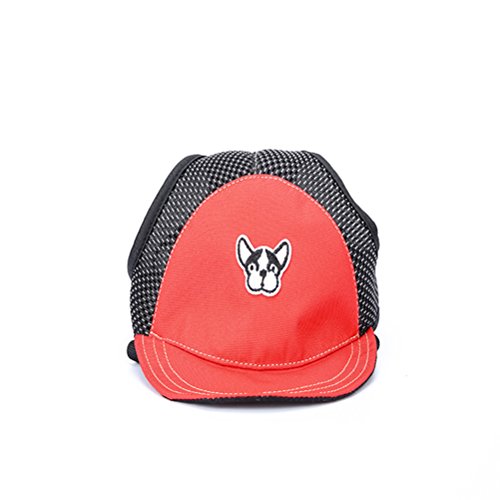 UKCOCO Perrito del Perro del Animal doméstico Sombrero del Sol Perro Ajustable Deporte al Aire Libre Gorra del Sombrero de protección Solar con Agujeros para el oído Talla S (Rojo)