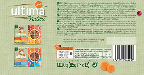 Ultima Nature Comida Húmeda para Gatos con 4 Variedades de Carne: Buey, Pavo, Pollo y Ave 12 Unidades 4080 g