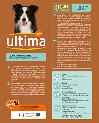 ultima pienso para Perro Medium-Maxi Adultos Light Pollo, Cordero, Arroz, Verduras y Frutas 2 kg – Pack de 5