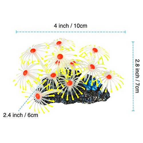 Uniclife Adorno de Decoración de Plantas de Coral Artificial de Efecto Brillante para Acuario de Pecera, Amarillo