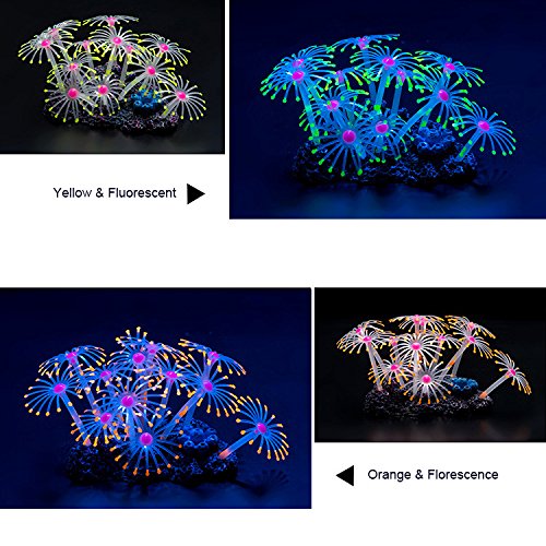 Uniclife Adorno de Decoración de Plantas de Coral Artificial de Efecto Brillante para Acuario de Pecera, Amarillo