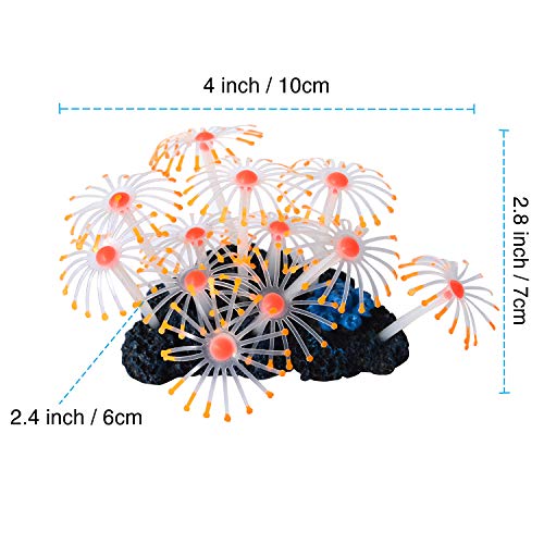 Uniclife Adorno de Decoración de Plantas de Coral Artificial de Efecto Brillante para Acuario de Pecera, Naranja