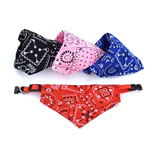 Unicoco Collar De Perro Baberos Triángulo Triángulo De Poliéster Pañuelos Bufanda Impresa Retractable del Perro Y del Gato Pañuelo Negro Rojo Rosa Azul