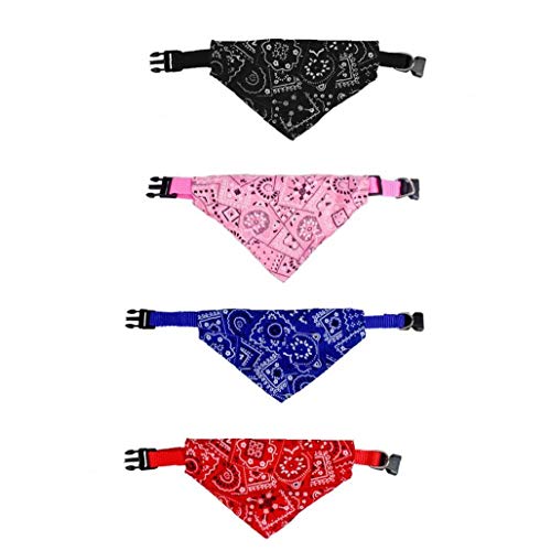 Unicoco Collar De Perro Baberos Triángulo Triángulo De Poliéster Pañuelos Bufanda Impresa Retractable del Perro Y del Gato Pañuelo Negro Rojo Rosa Azul