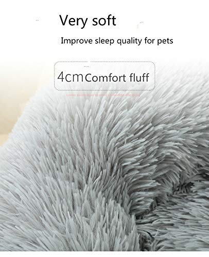 UYQA Cama para Perros Sound Sleep Donut Cama para Perros, Funda extraíble de Felpa pequeña Cama Nido calmante de Primera Calidad 110 cm Bolas de Masa de arroz