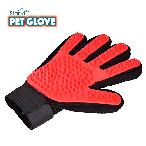 Venteo Pet Glove – Guante de cepillado con 5 Dedos para animales de compañía – Ideal para los gatos y perros – funciona sobre pelo largo, cortos y frisés