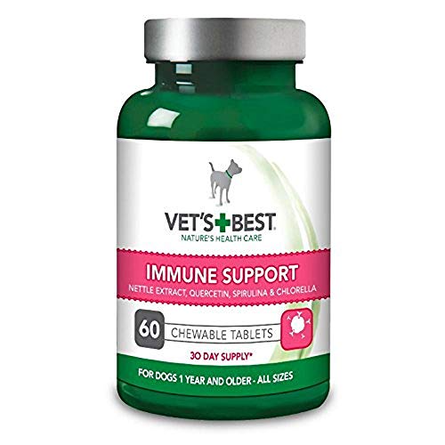 Vet's Best Suplemento inmune de Apoyo para Perros promueve el Sistema inmunológico Saludable y el Alivio de la alergia estacional 60 Unidades 180 g