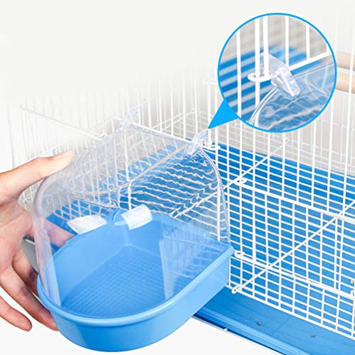 VILLCASE Caja de Baño de Loro Jaula de Pájaros Bañera de Baño para Pájaros Mascotas Periquitos Canarios Loro Loro Colgando Baño Ducha de Pájaros Bañera (Azul Claro)