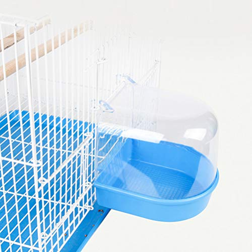 VILLCASE Caja de Baño de Loro Jaula de Pájaros Bañera de Baño para Pájaros Mascotas Periquitos Canarios Loro Loro Colgando Baño Ducha de Pájaros Bañera (Azul Claro)