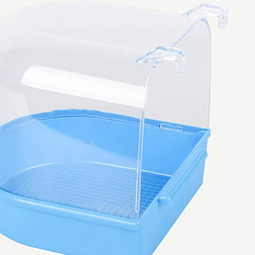 VILLCASE Caja de Baño de Loro Jaula de Pájaros Bañera de Baño para Pájaros Mascotas Periquitos Canarios Loro Loro Colgando Baño Ducha de Pájaros Bañera (Azul Claro)